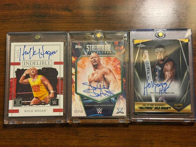 Hulk Hogan and Stone Cold Steve Austin autographed cards